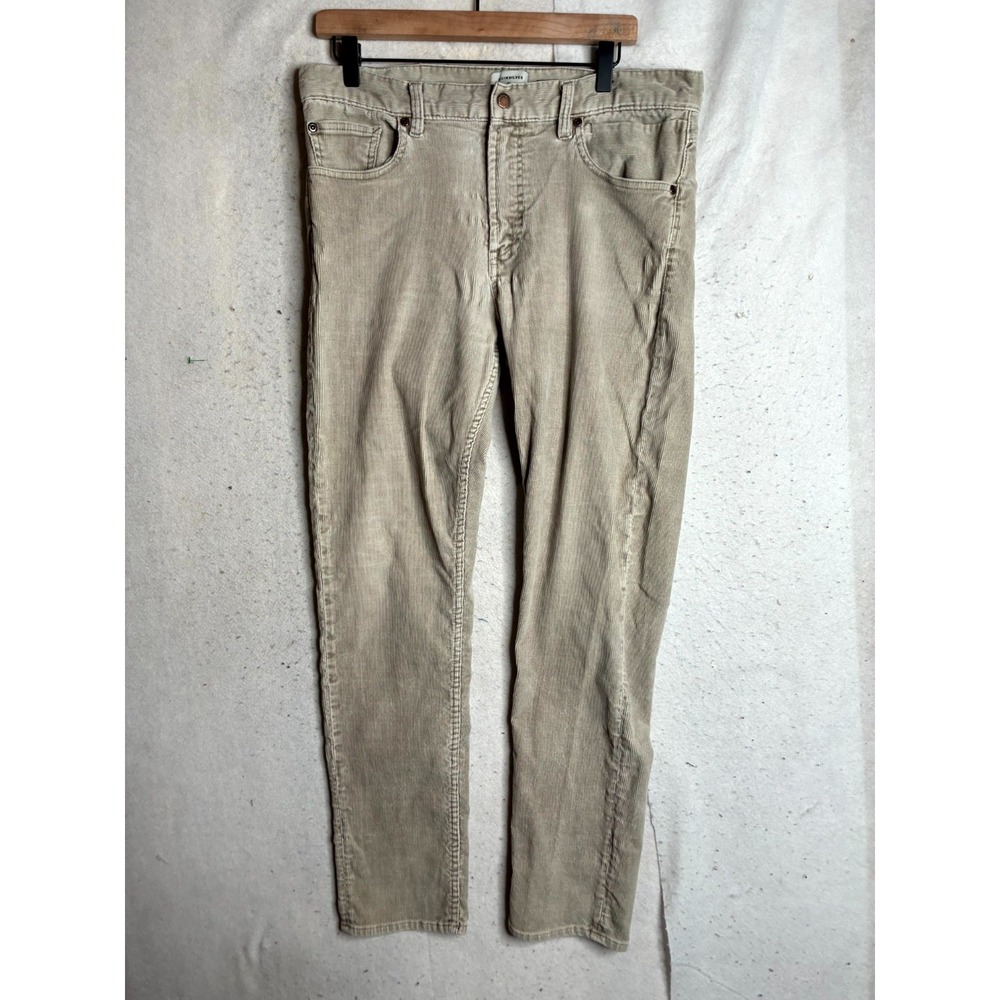 Quiksilver Corduroy Pants Mens 33 Beige Cotton Straight Tapered Fit High Rise